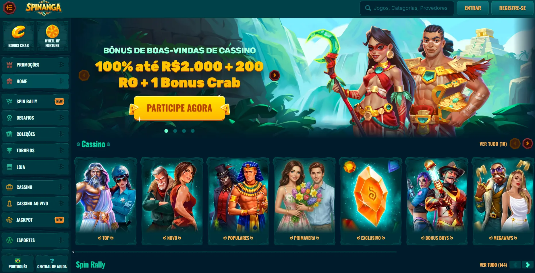 Spinanga — melhor catálogo de slots melhores cassinos online Brasil